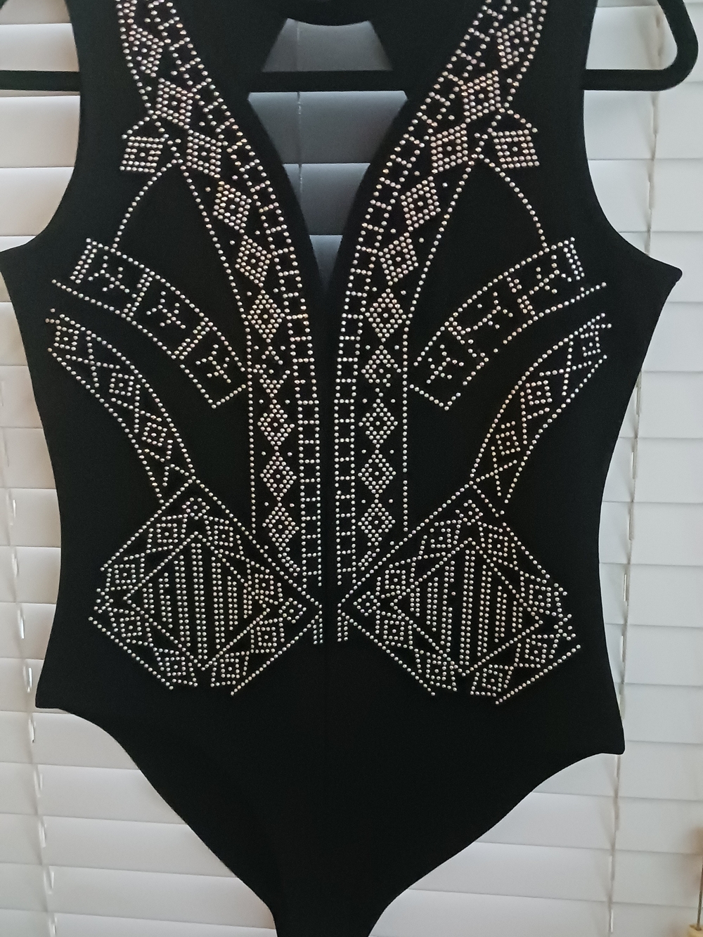 love J Women's One-Piece Bodysuit with Silver Stud Patterns Size M
